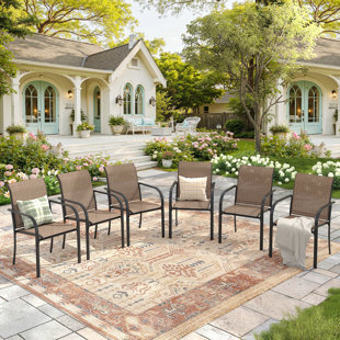 Outdoor Stacking Patio Dining Armchair Set Of 6 (Set of 6)