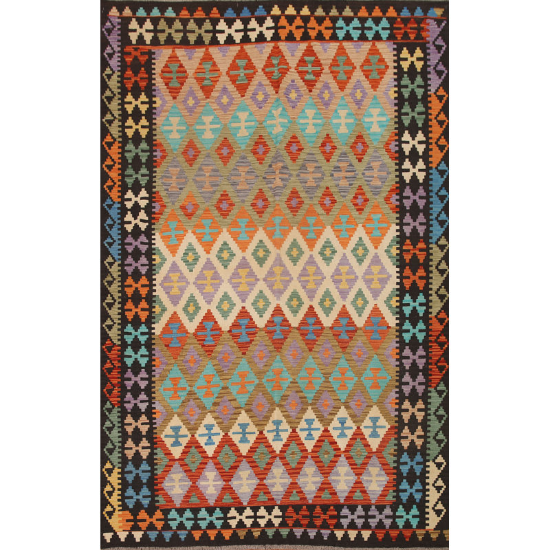 Tapis réversible en laine Kilim 7 x 10