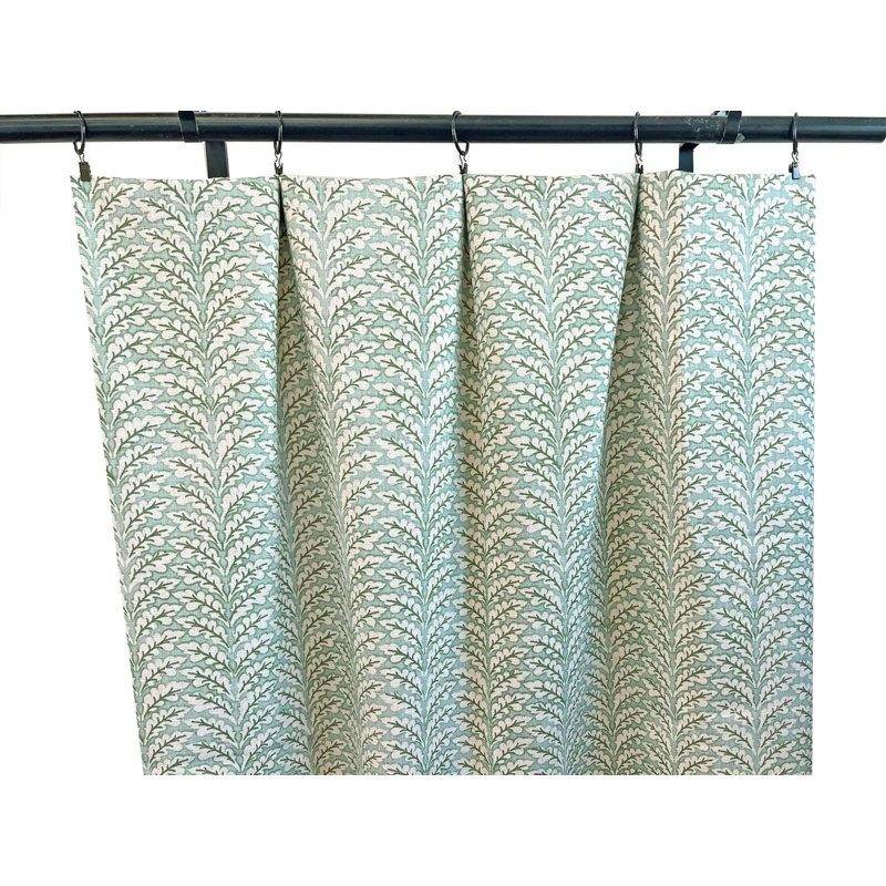 Rideaux à imprimé géométrique bleu clair et vert sauge, L 50 po x L 96 po