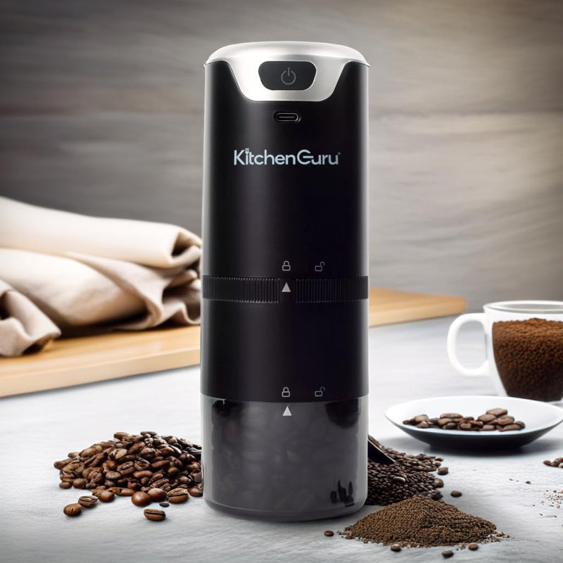 KitchenGuru Rechargeable Coffee Grinder - Your Ultimate Portable Coffee Partner - Fresh Grinds Anywhere, Anytime - Ultimate Flavor and Convenience - For Home or On the Go