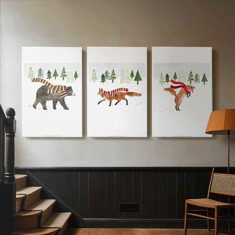 Woodland Christmas I - Toile tendue avec châssis sur mesure - 3 pièces