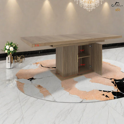 Extendable Storage Dining Tables (table only, no chairs, complete with top and legs), Wood Modern Kitchen