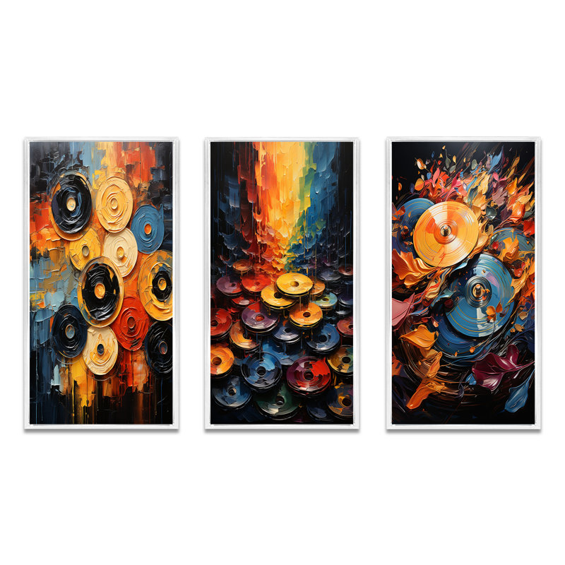 "Colours symphonique", 3 pièces sur toile, H 40 po x l 60 po, Cadre blanc