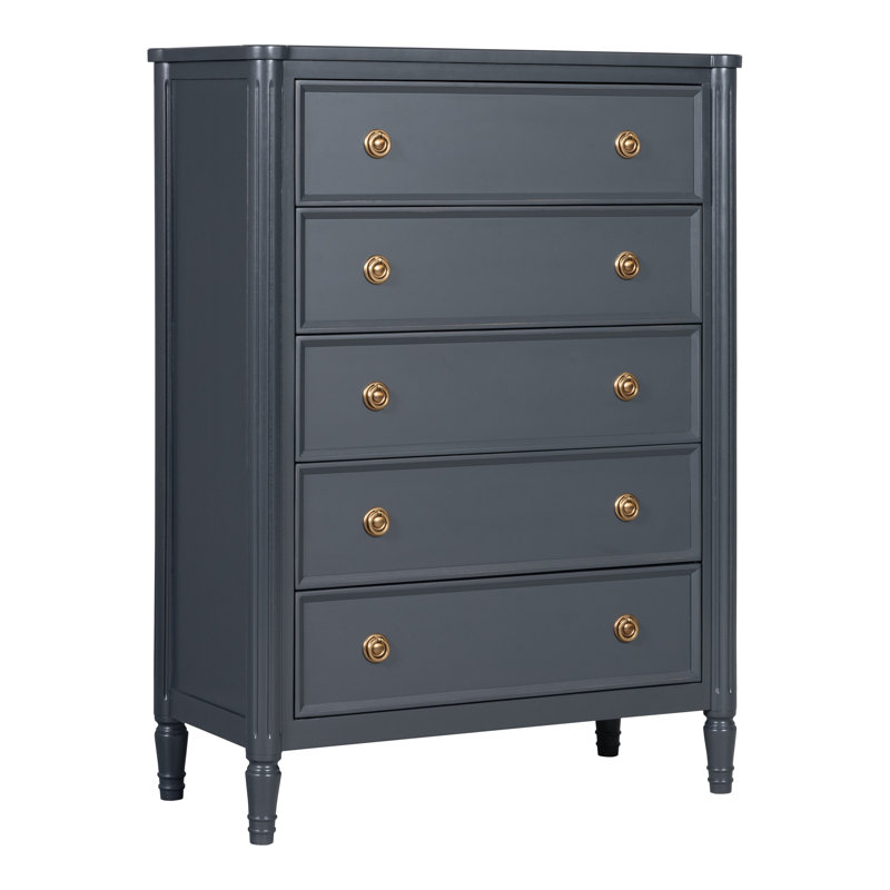 Commode 5 tiroirs Vinesha, Bleu