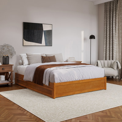  Lit plateforme en bois massif avec lit gigogne assorti Lamariah