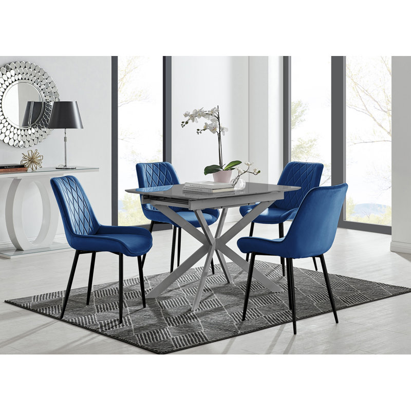 Dining Set, Navy, 4