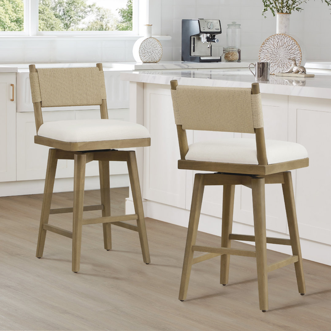 Pratyush Swivel Upholstered 27'' Counter Stool  (Set of 2) Corrigan Studio® 