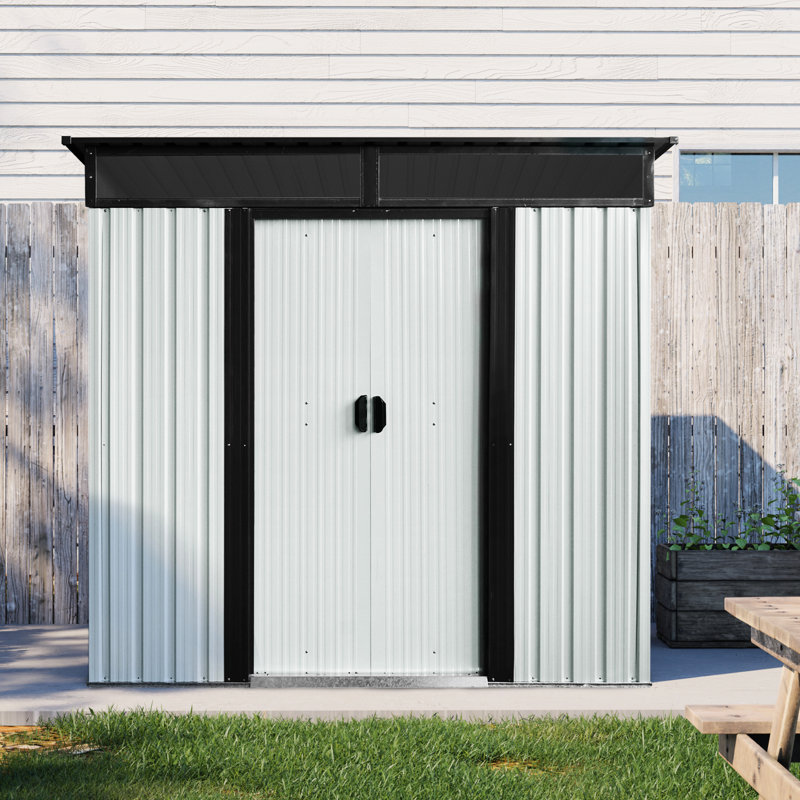 Remise extérieure en acier galvanisé de 6 pi x 5 pi avec portes verrouillables et système de ventilation