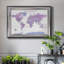 Carte du monde à punaises - Carte du monde violette pastel encadrée sur toile-133430936-133430943