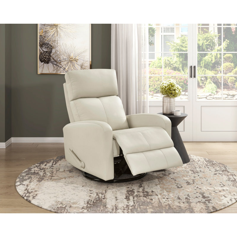 1Pc Glider Recliner Chair With Swivel Motion Beige Leather Upholstery Luxury Comfort Solid Wood Living Room Furniture, Beige