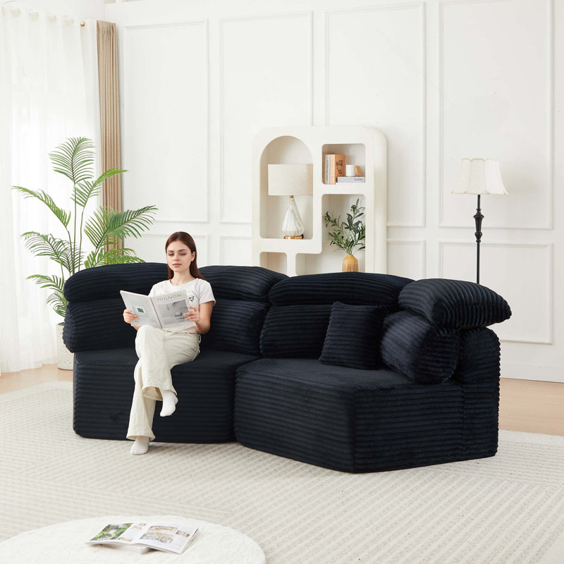 Canapé modulaire 53 pouces avec velours côtelé Modular Sensation Cocooning Sensation, Velours côtelé noir