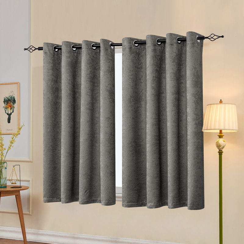 Jayla Blackout Curtain Pair, Dark Gray, 53" W x 96" L