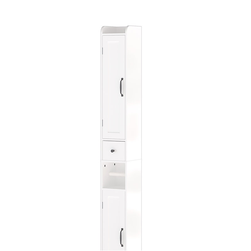 67.51" Tall Bathroom Storage Cabinet with Adjustable Shelves, Slim 2 Doors Cabinet with Open compartments