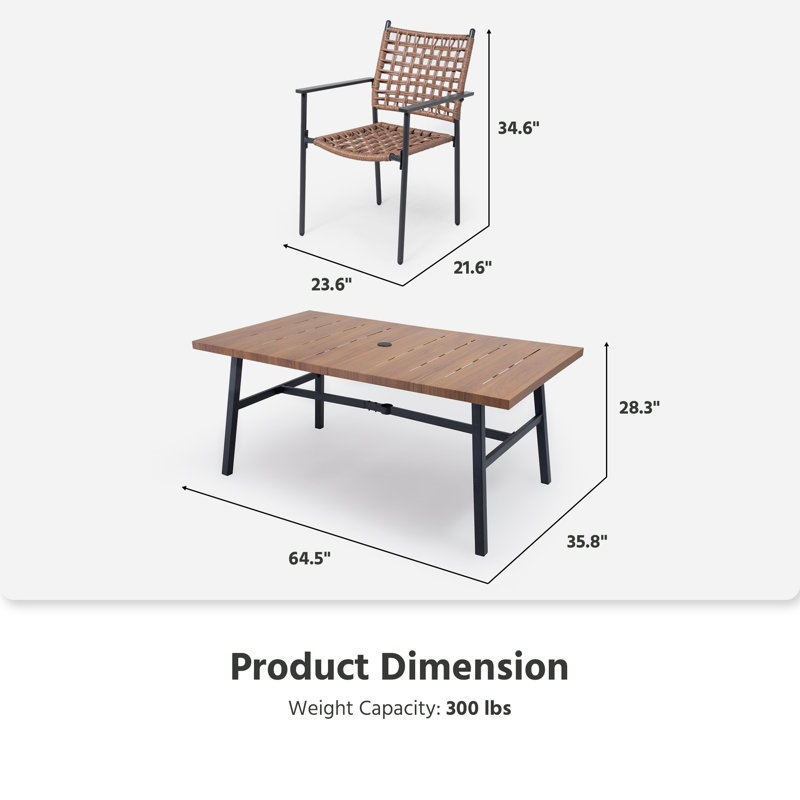 Rectangular 6 - Person 65'' L Outdoor Dining Set