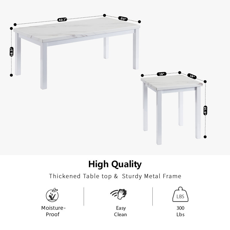 Ensemble de 3 tables basses Crugers, Blanc