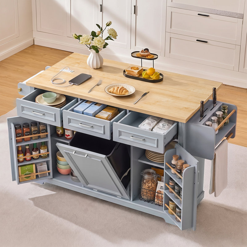 64.57 " W Kitchen Island, Blue