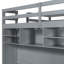 Lit mezzanine gris pleine grandeur avec tiroirs, tablettes, rangement caché et bande à DEL télécommandée pour l'organisation de la chambre à coucher avec éclairage de style compartiment-1413136258