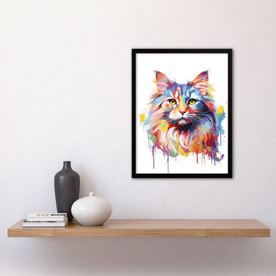 Siberian Cat Pastel Rainbow - Single Picture Frame Print