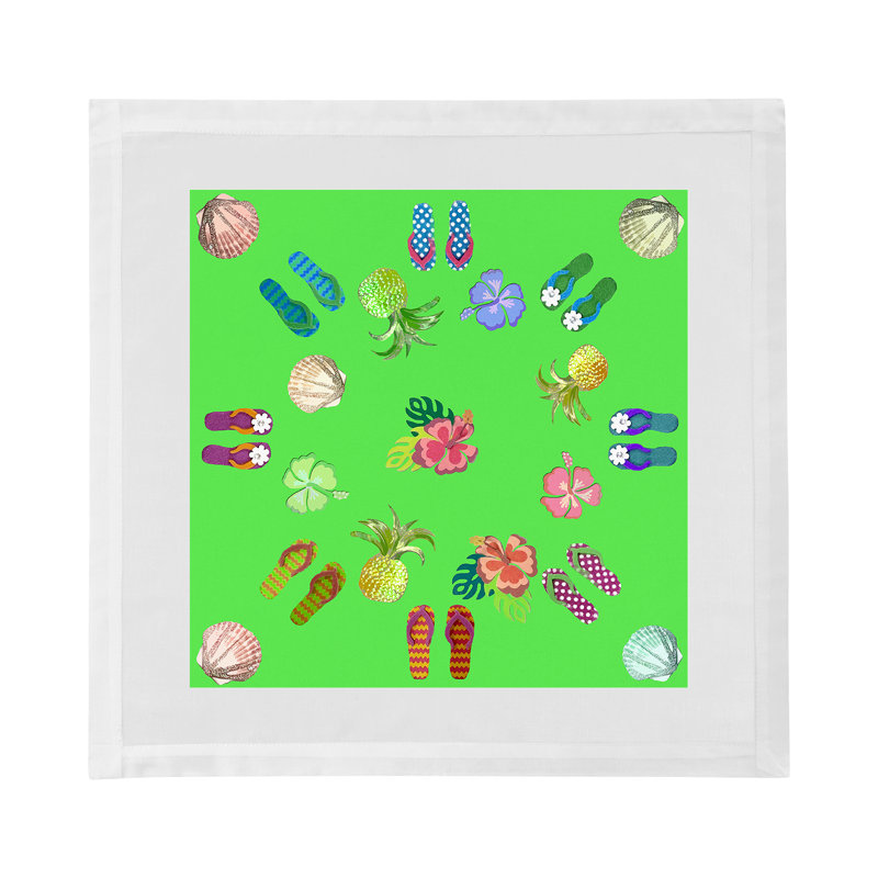 Winter In Florida Cotton Sateen Dinner Napkins, Bright Green
