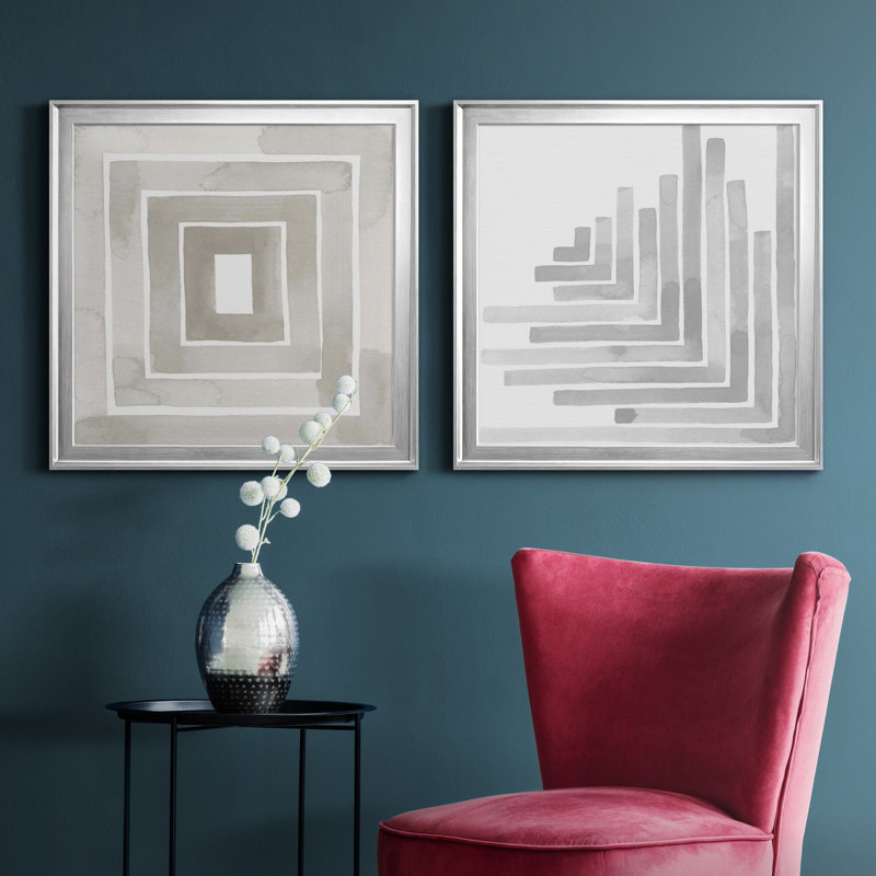 «Mute Eccentricities V», ensemble de 2 reproductions d'art encadrées, H 22,5 po x l 45 po x P 1,5 po, Pas de tapis