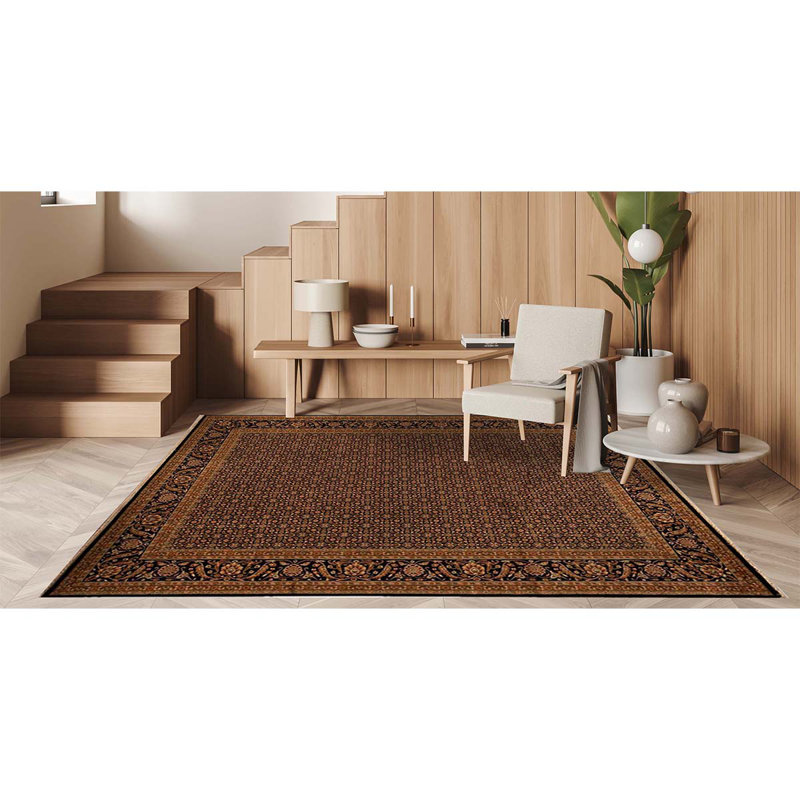 Wool Area Rug in Black, Rectangle 8'9" x 11'10"