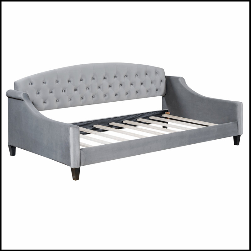 Lit de jour moderne à boutons capitonnés de luxe avec un design élégant et une fabrication robuste pour le confort et le style