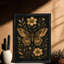 «Butterfly Illusion Moody», art moderne encadré noir rustique moderne - impressions florales encadrées-484384679
