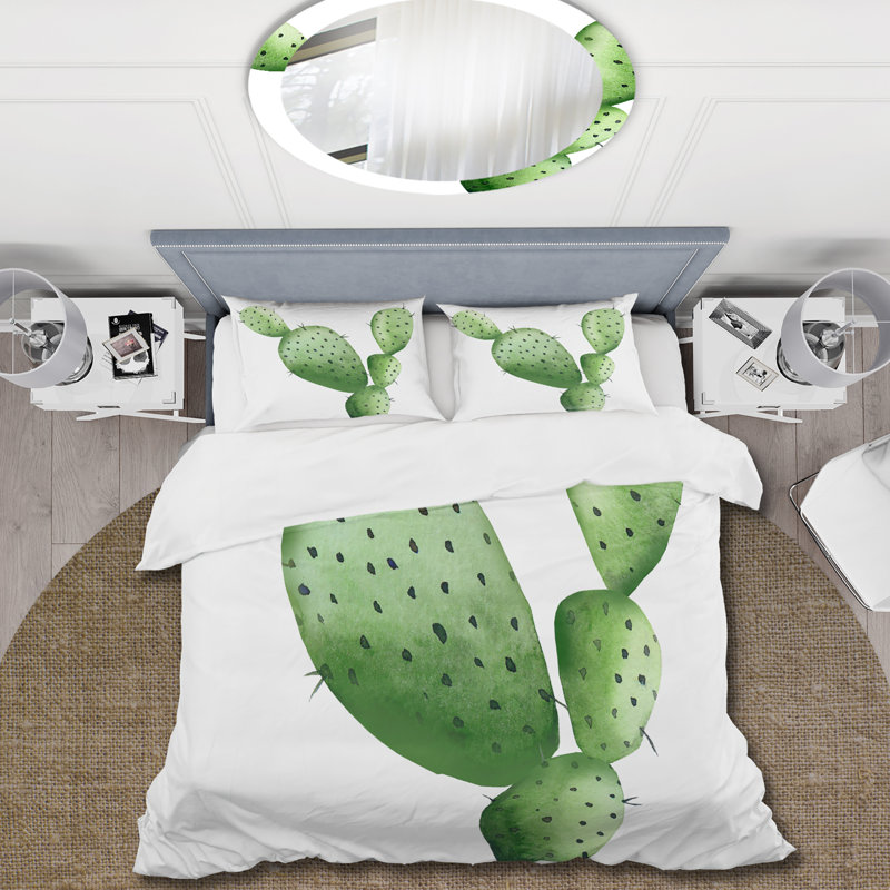 Green Southwestern Cactus - Ensemble de housse de couette tropical - Polyester en microfibre