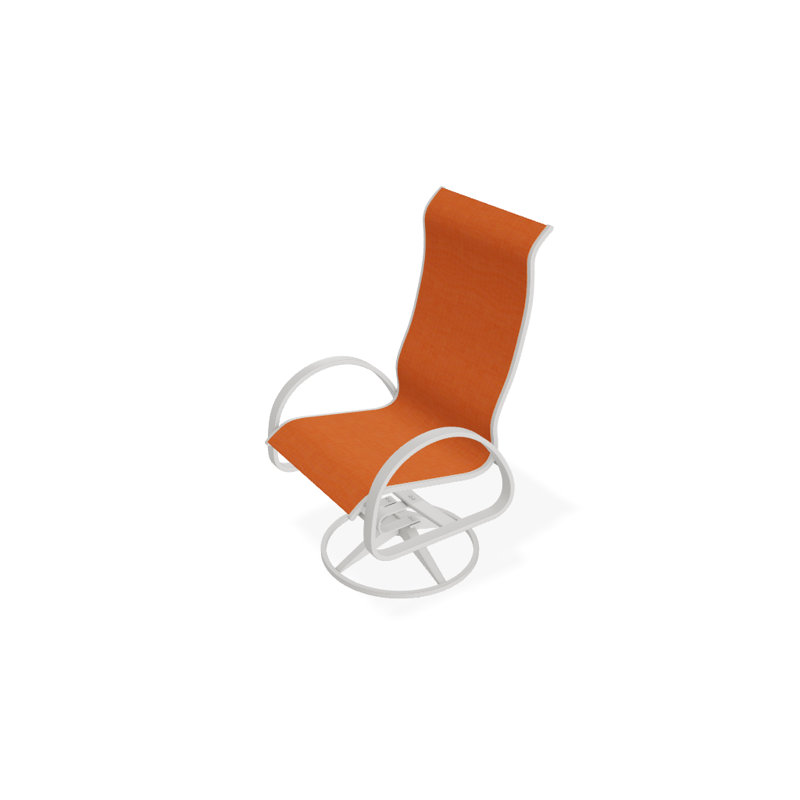 Fauteuil de patio pivotant Hiraku, Neige texturée, Toile Sunbrella® tangerine