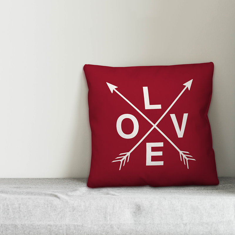  Love Arrows Throw Pillow, 16"H x 16"W