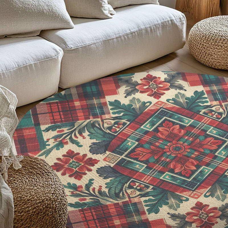Tapis tressé Warm Tartan Designs, Rond 5 pi