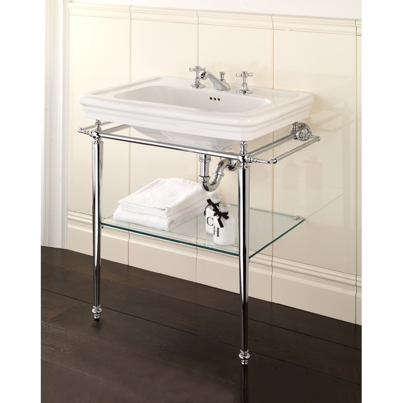 Etoile Rectangular Console Bathroom Sink with Overflow, White/Chrome, Single