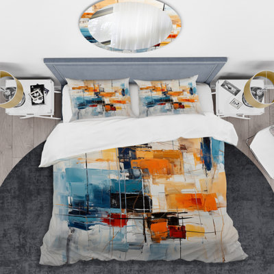 Colourful Mid Century Retro Reflections III - Abstract Duvet Cover Set