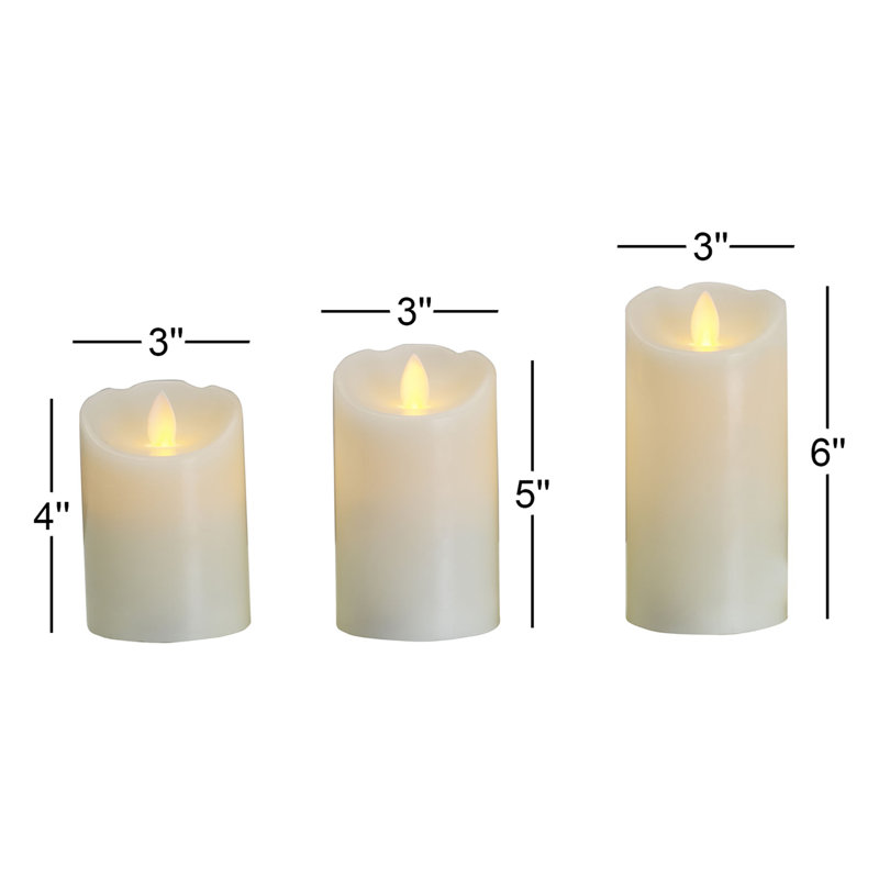 Unscented Realistic-Flame LED Wax Pillar Candles