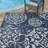 Solterra Sovana Navy Blue Beige Cream Transitional Tile Medallion Flatweave Polypropylene Indoor/ Outdoor Area Rug-114547344
