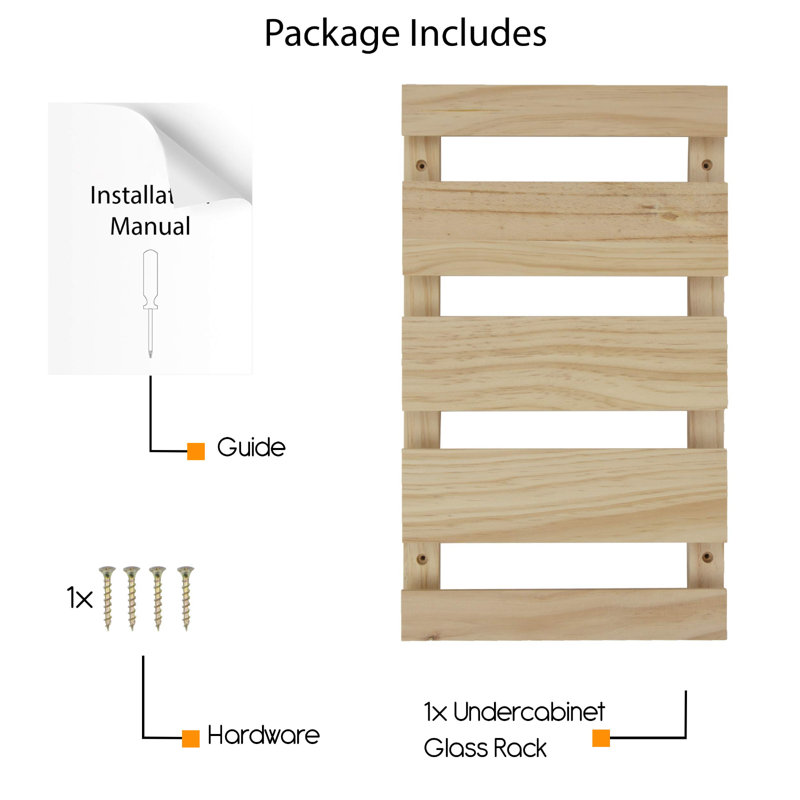 Sectional Under Cabinet Mount Wood Stemware Rack