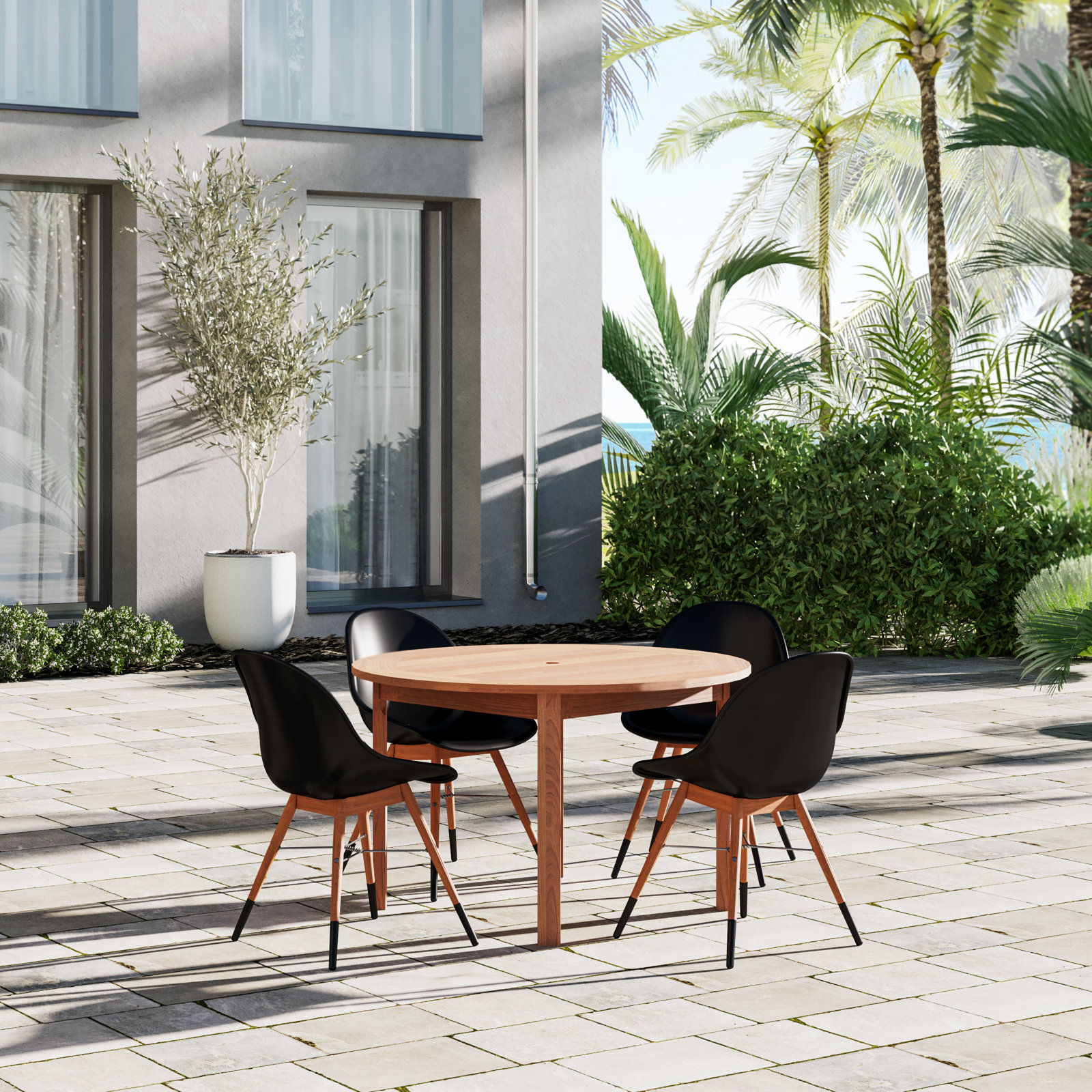 Anautica 47" Eucalyptus Patio Dining Set