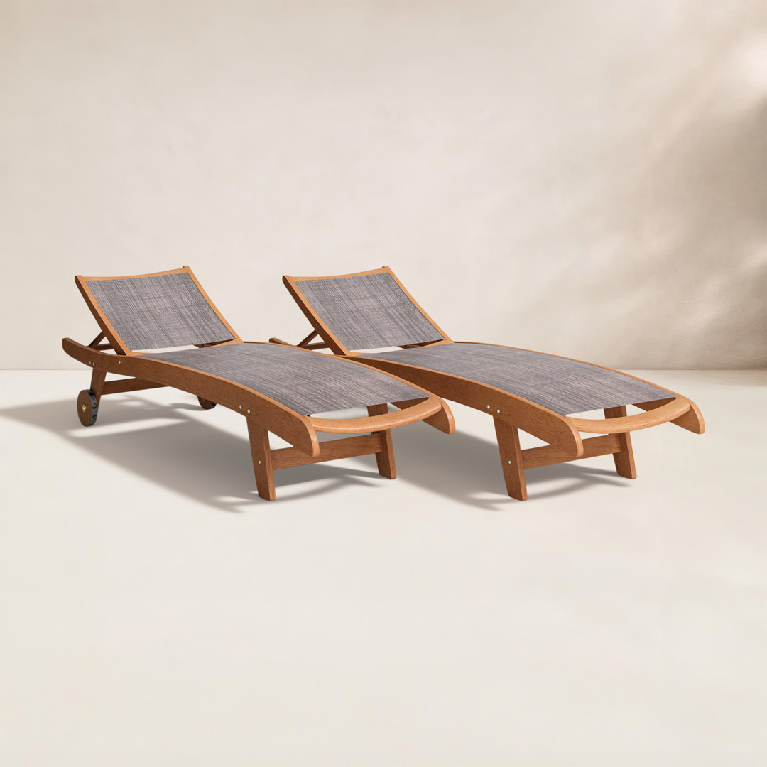 Delphi Outdoor Wood Chaise Lounge Set (Set of 2) Birch Lane™
