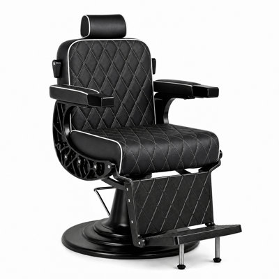 Fauteuil de coiffeur professionnel avec inclinaison de 135 °, hauteur réglable, repose-pieds et appui-tête, pivotant à 360 °, capacité de 660 lb