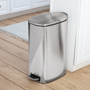 Steel Step On Kitchen Trash Can - 10.5 Gallons