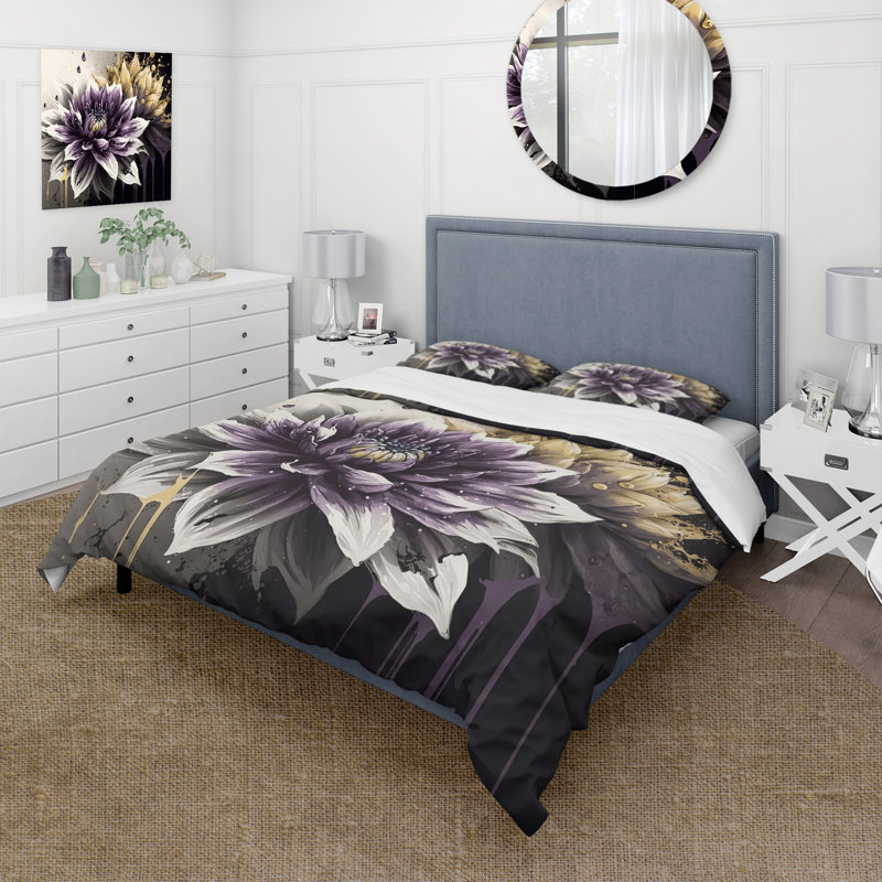 Ensemble de housse de couette en microfibre / polyester Dahlia Flower II Bedding