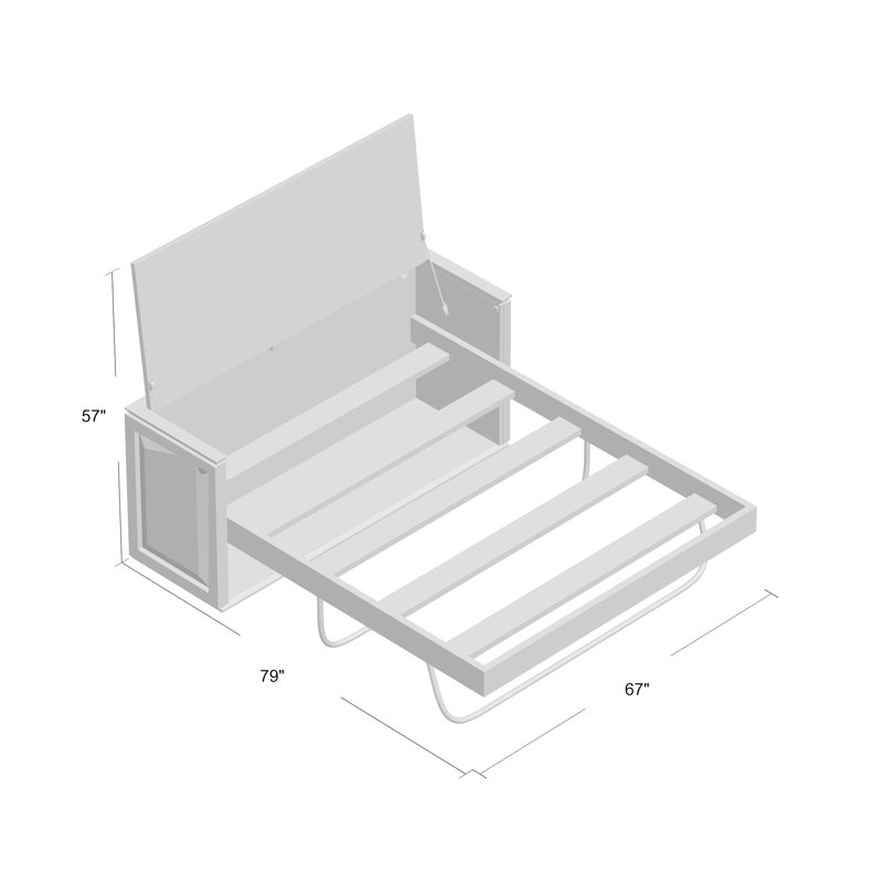 Grand lit escamotable avec matelas Violetta, Anthracite