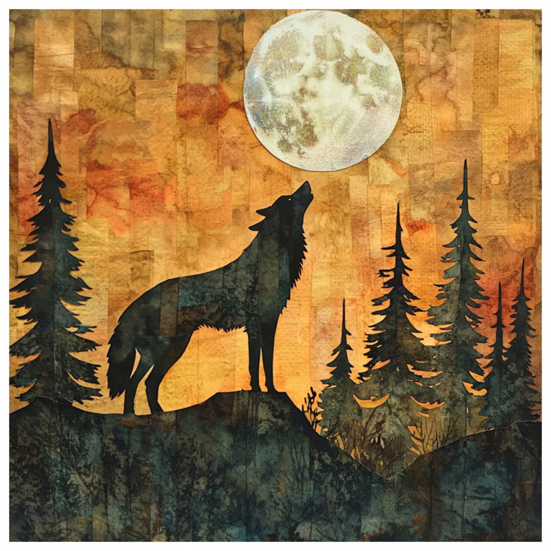 Housses de couette loup silhouette lune, Lit simple