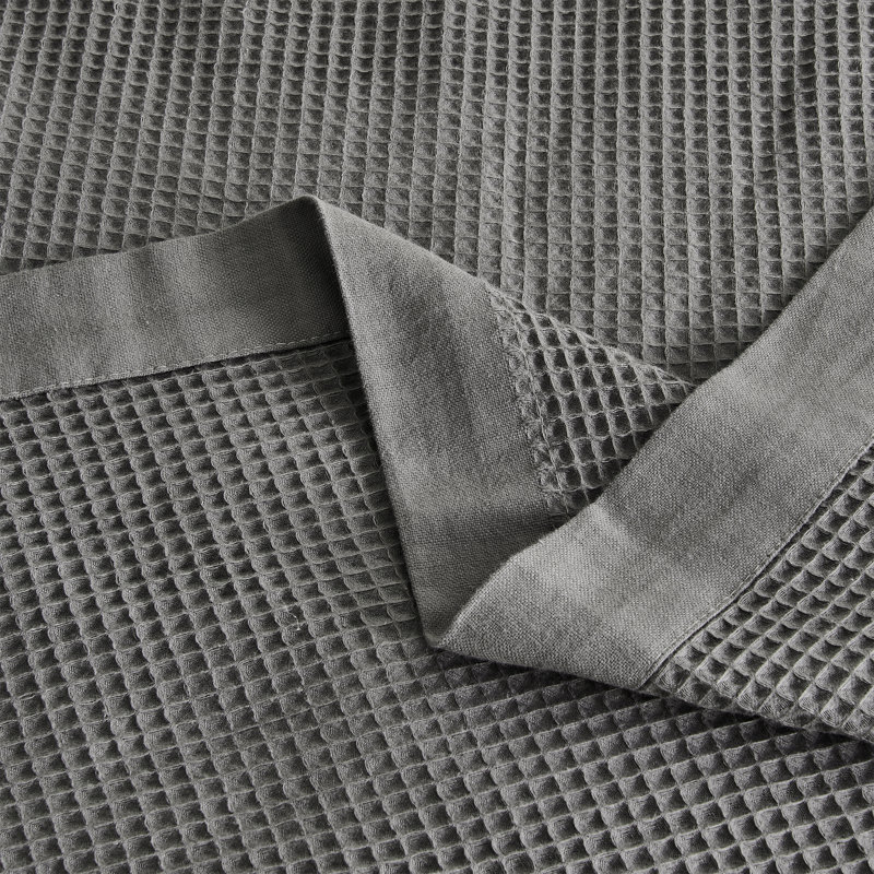 Couverture d'été 100% coton tissé gaufré léger, Très grand, Gris clair