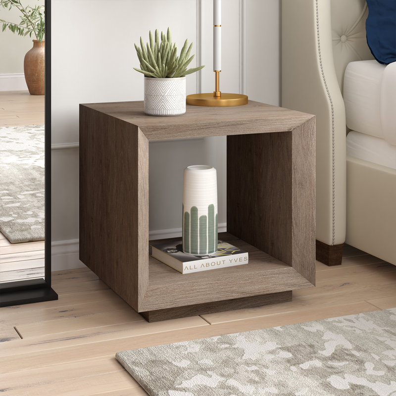 Evie Side Table, Antiqued Grey Oak