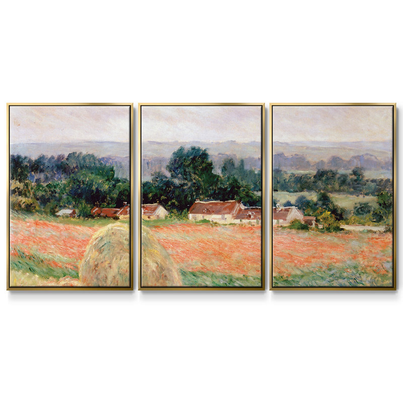 3 pièces Monet, H 36 po x l 75 po x P 2 po, Or