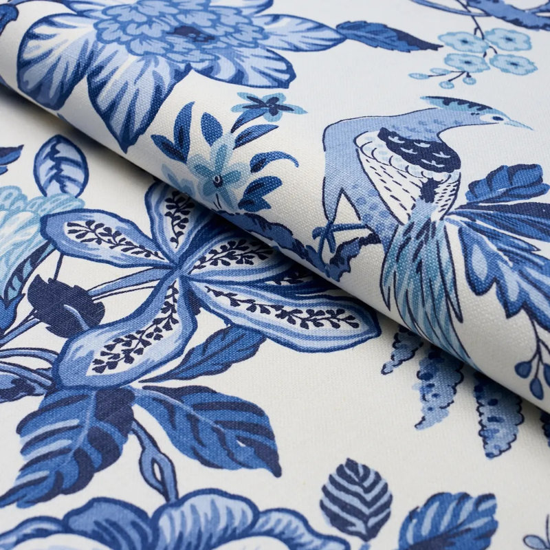Tissu Schumacher x Timothy Corrigan Huntington Gardens, Bleu marine