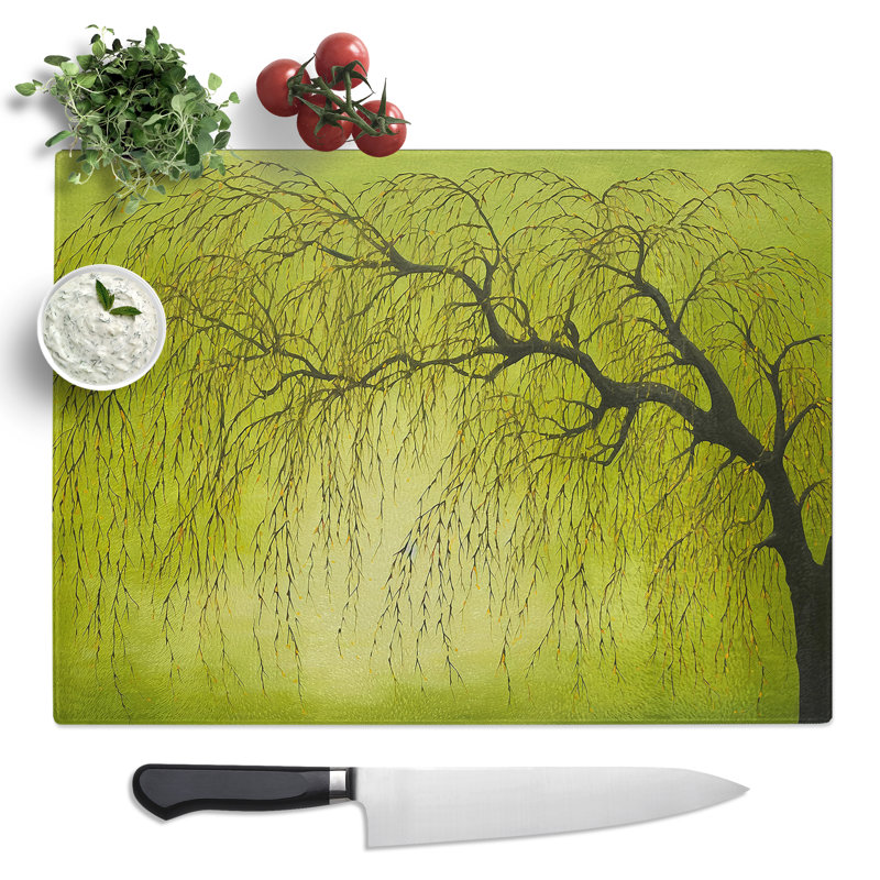Weeping Willow Minimalism  Glass Chopping Board