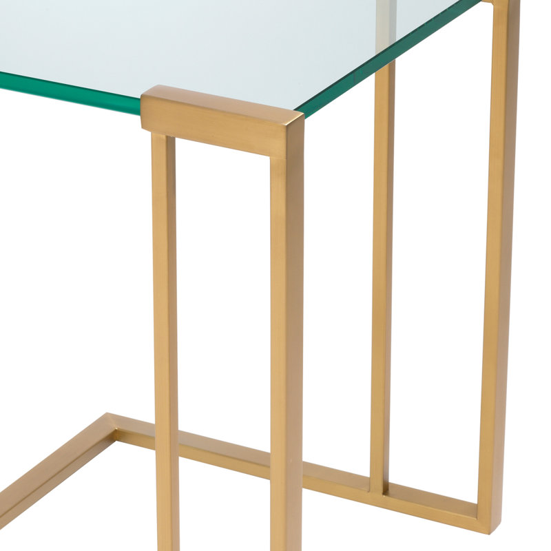 Sleek Perry Polished Stainless Steel and Glass Side Table