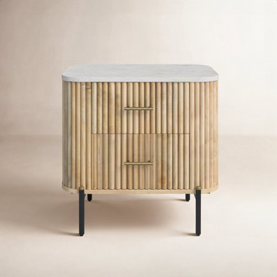 Carmela Genuine Marble and Mango Nightstand